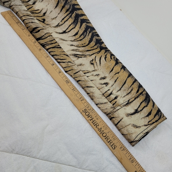 Per Se tiger print trench coat double breasted with belt shoulder tabs edgy 4 - Picture 8 of 15